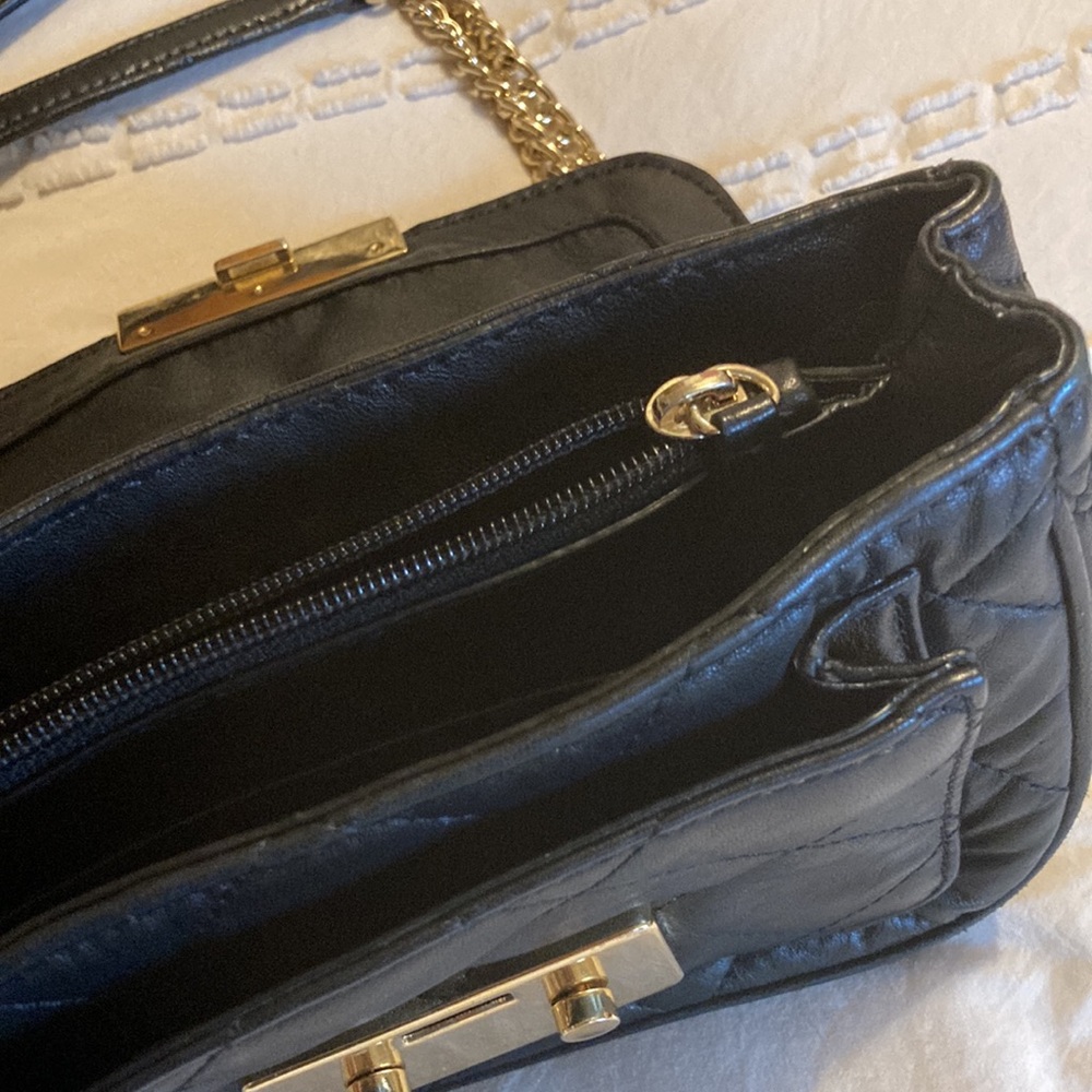 Michael Kors Black Leather Small Quilted Purse Gold Chain Crossbody Sloan Bag - Picture 11 of 15